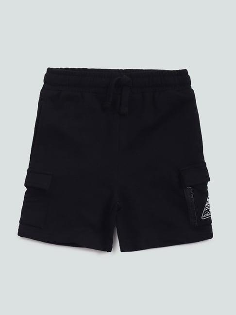hop kids by westside solid black shorts