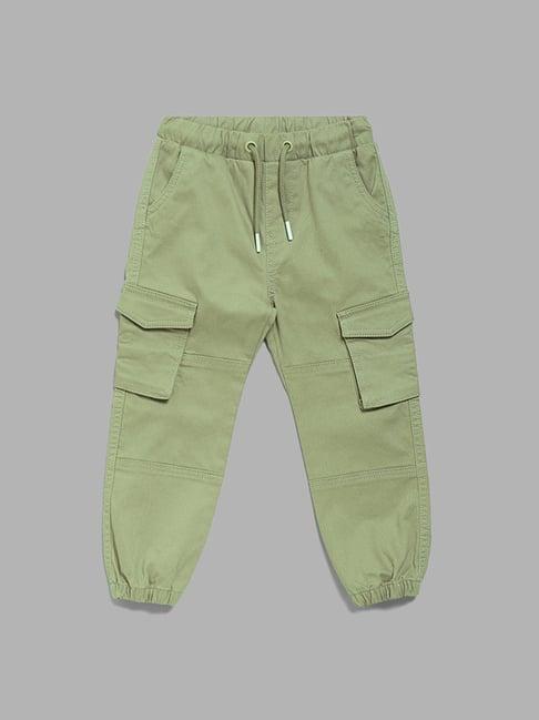 hop kids by westside solid green cargo joggers