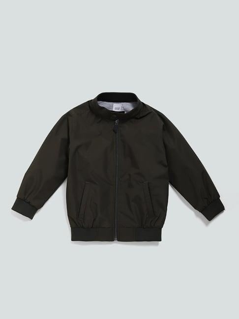 hop kids by westside solid green front open jacket