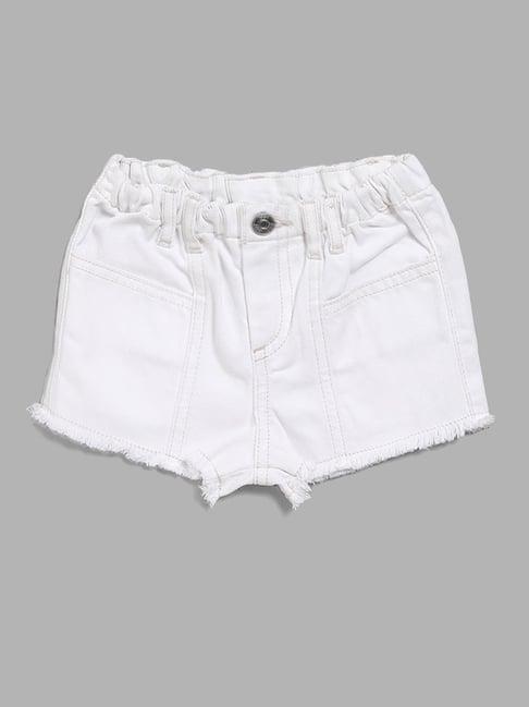 hop kids by westside solid white denim shorts