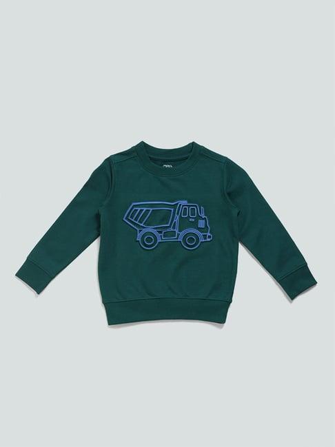 hop kids by westside tractor printed green sweatshirt