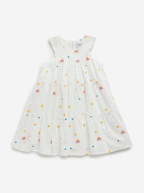 hop kids by westside white embroidered tiered dress