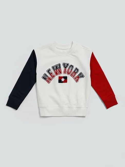 hop kids by westside white printed sweatshirt