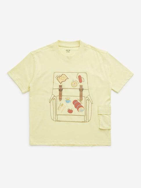 hop kids by westside yellow bagpack design cotton t-shirt