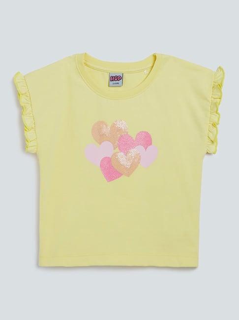 hop kids by westside yellow printed top