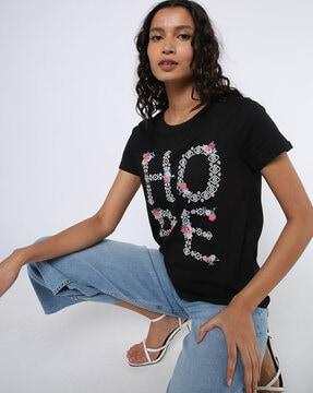 hope graphic print slim fit crew-neck t-shirt