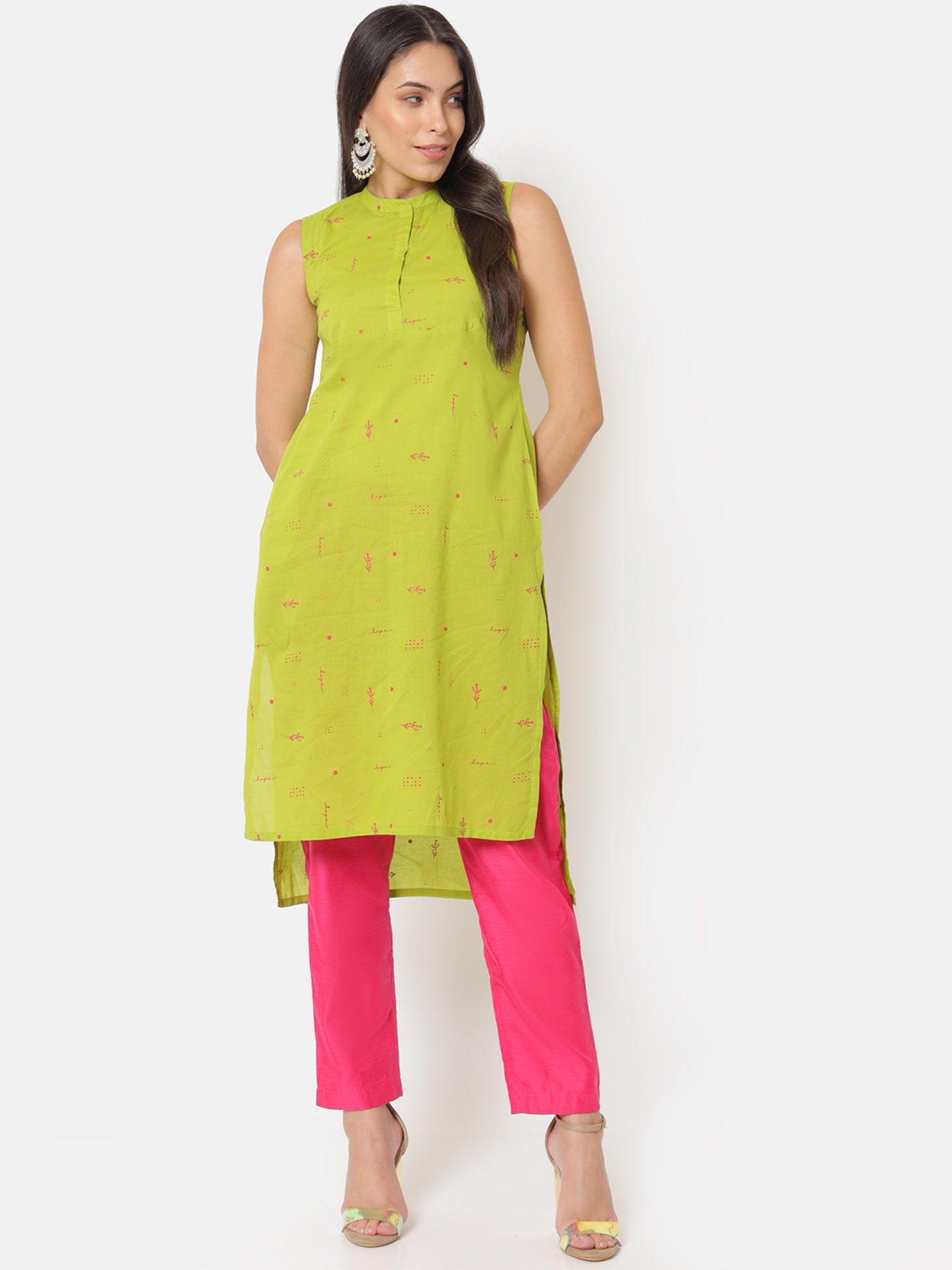 hope green high low kurta