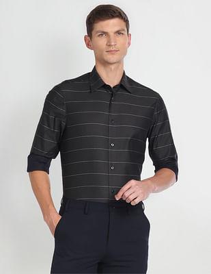 horizontal stripe cotton shirt