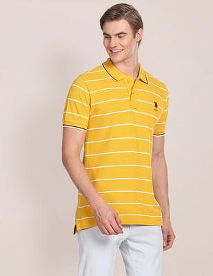 horizontal stripe pique polo shirt