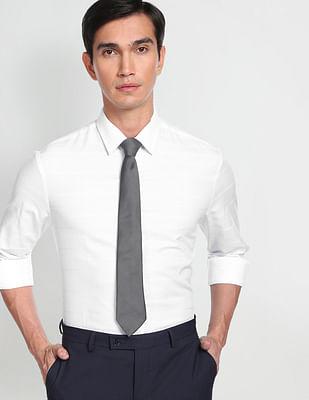 horizontal stripe pure cotton formal shirt
