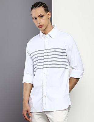 horizontal stripe regular fit shirt