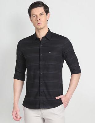 horizontal stripe casual shirt