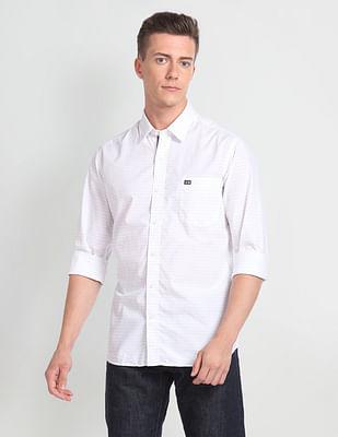 horizontal stripe cotton casual shirt