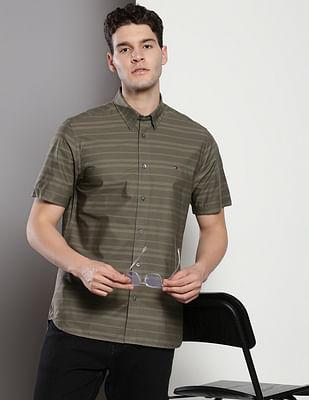 horizontal stripe cotton shirt