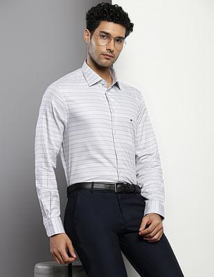 horizontal stripe cotton shirt