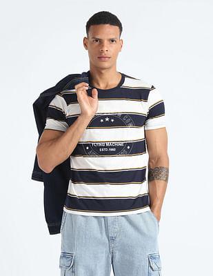 horizontal stripe crew neck t-shirt