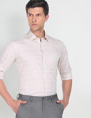 horizontal stripe dobby shirt