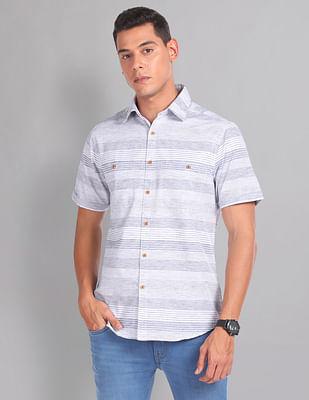 horizontal stripe dual pocket indie shirt