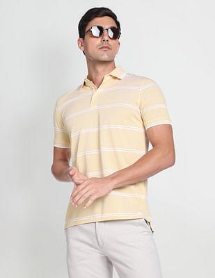 horizontal stripe mercerised cotton polo shirt
