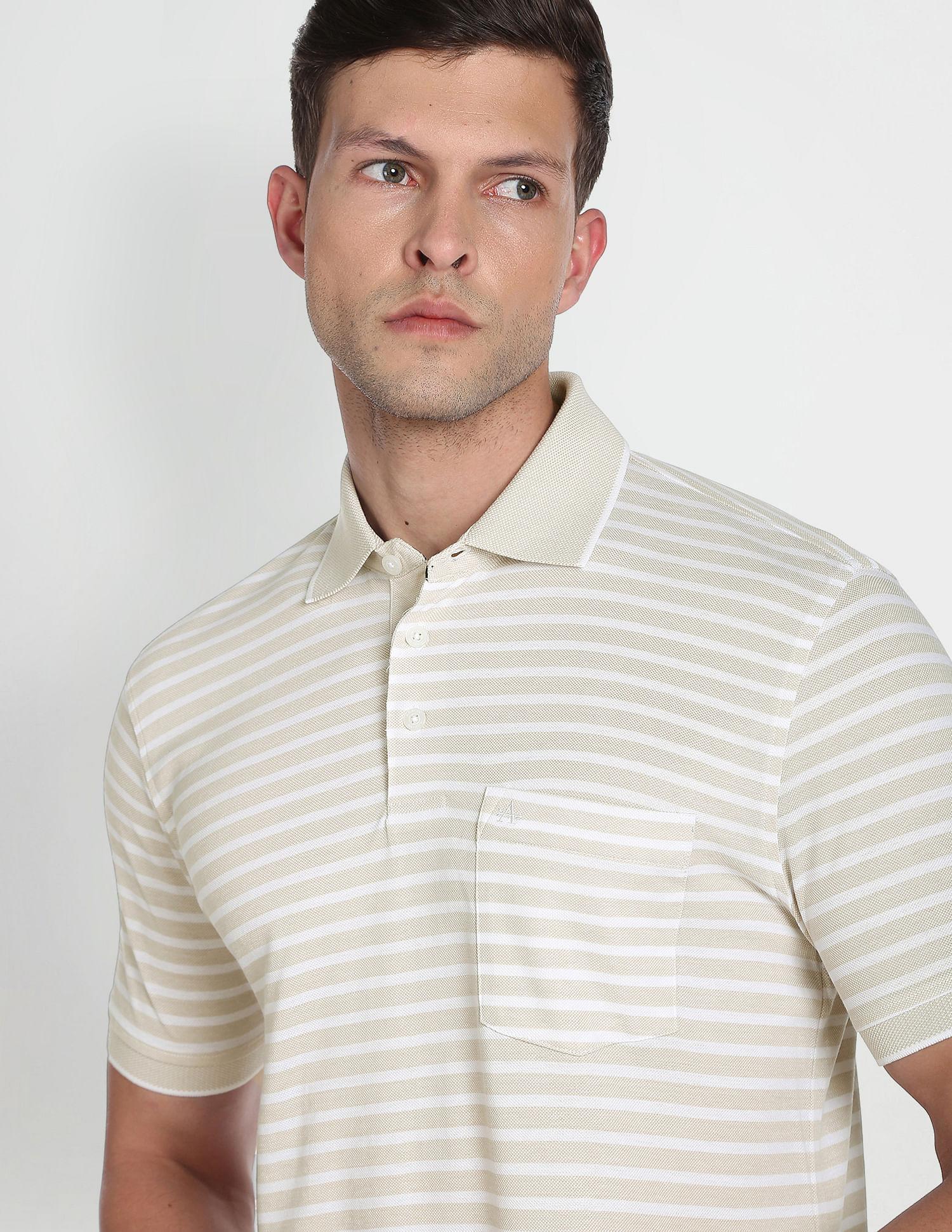 horizontal stripe patch pocket polo shirt