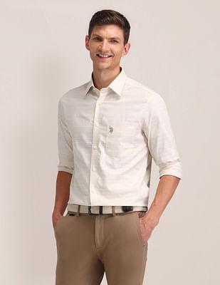 horizontal stripe pure cotton shirt