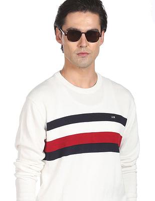 horizontal stripe pure cotton sweater