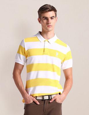 horizontal stripe slim fit polo shirt