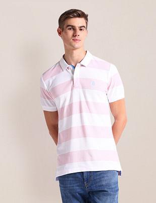 horizontal stripe slim fit polo shirt