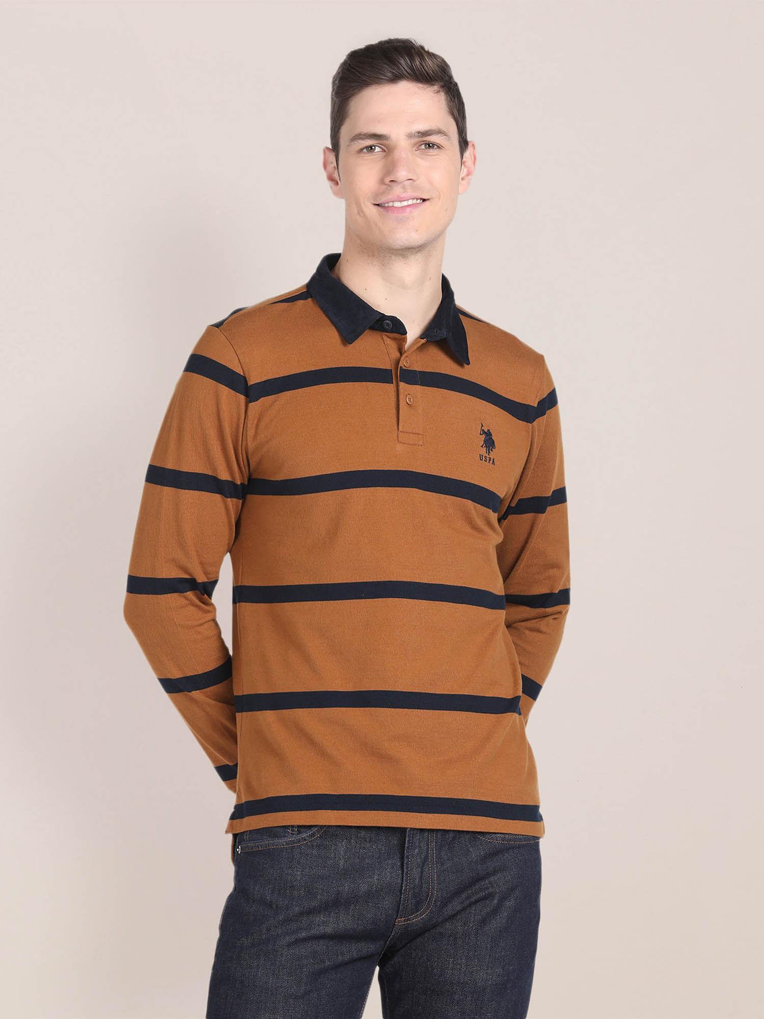 horizontal stripe slim fit polo t-shirt