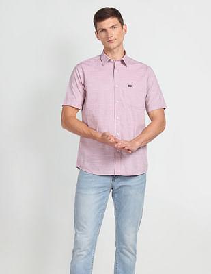 horizontal stripe slim fit shirt
