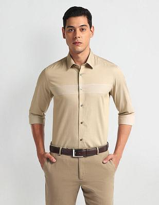 horizontal stripe slim fit shirt