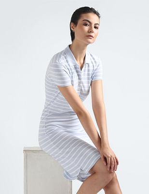 horizontal stripe slim polo dress