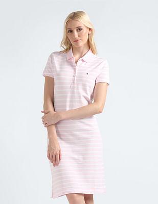horizontal stripe slim polo shirt