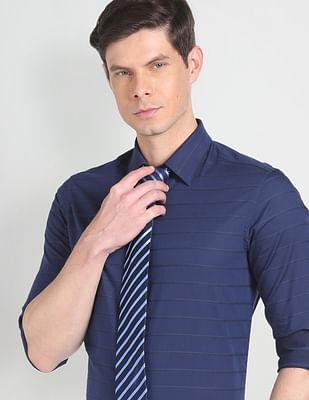 horizontal stripe twill shirt