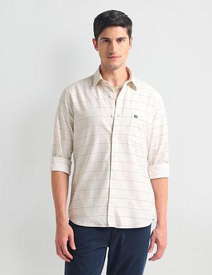 horizontal stripe twill shirt