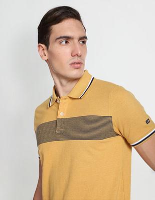 horizontal striped pique polo shirt