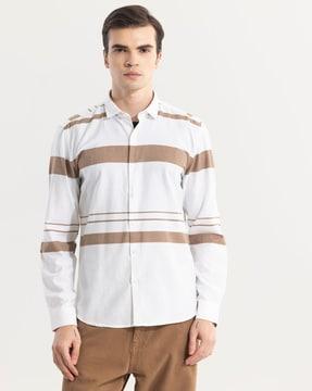 horizontal striped slim fit shirt