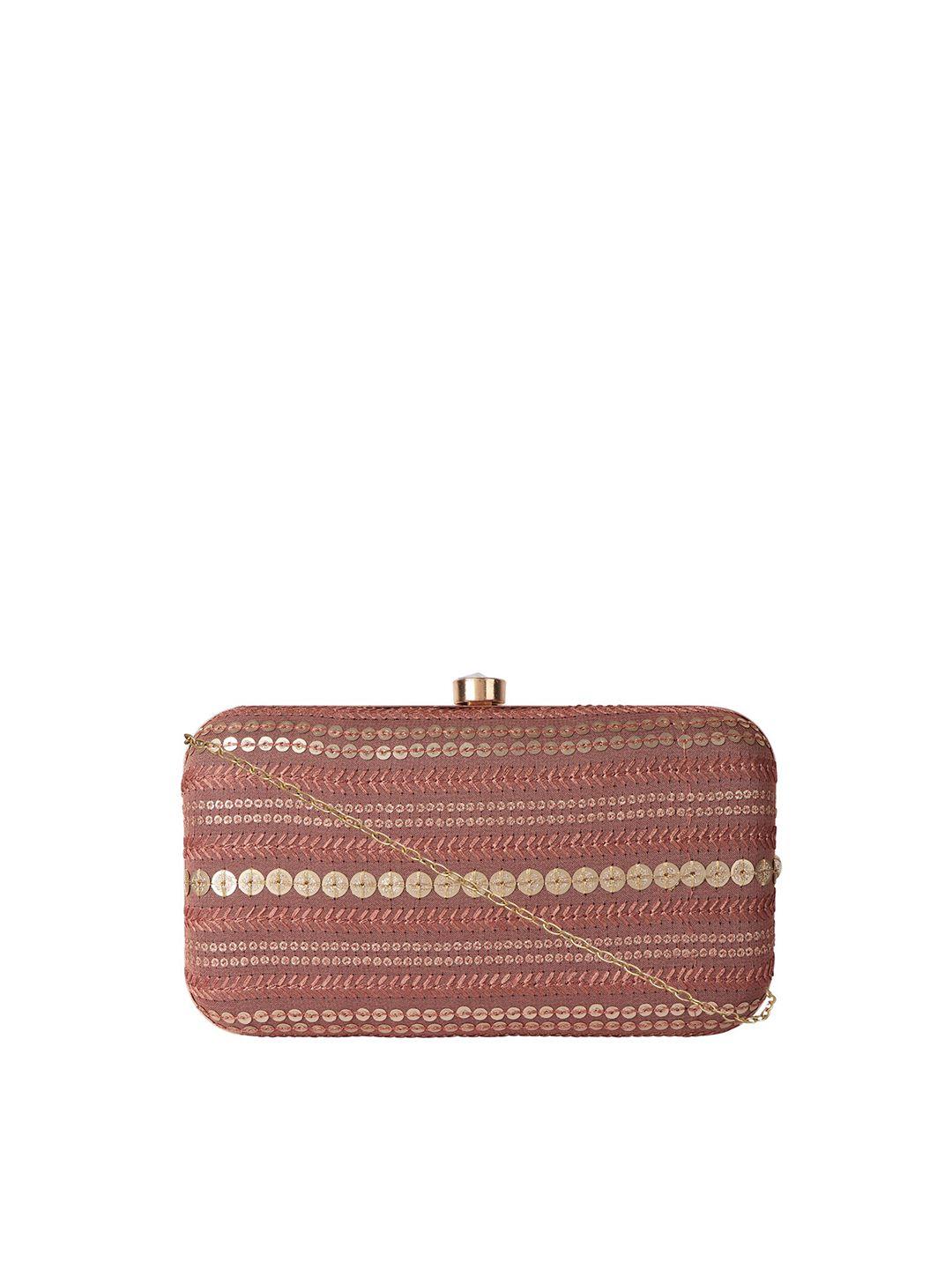 horra brown embellished box clutch