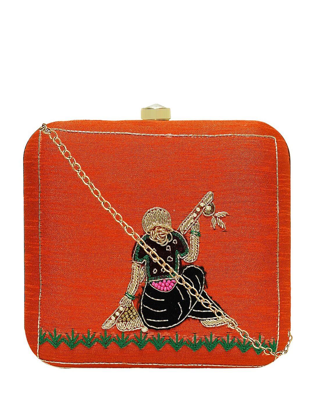horra embroidered box clutch