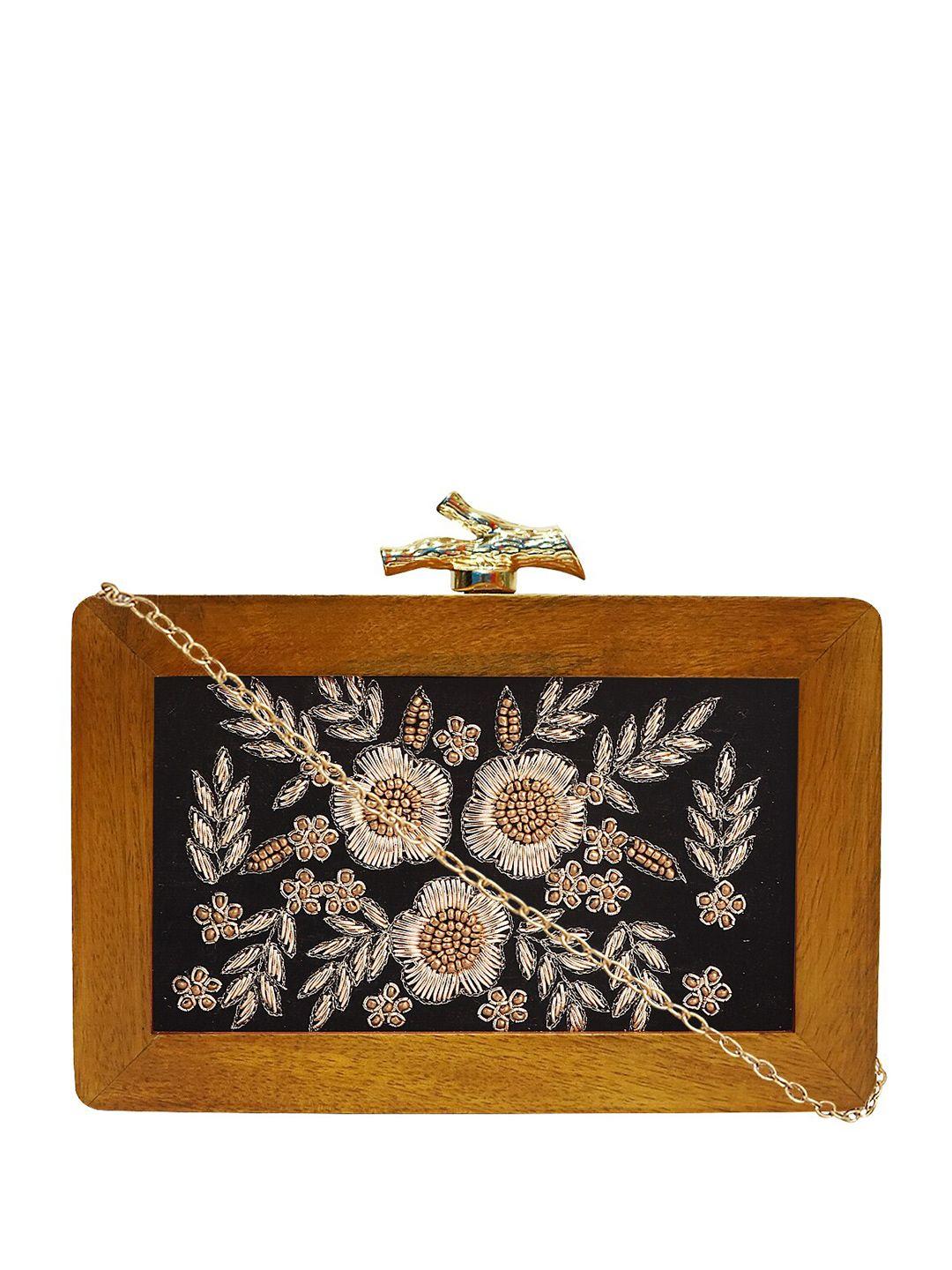 horra embroidered box clutch