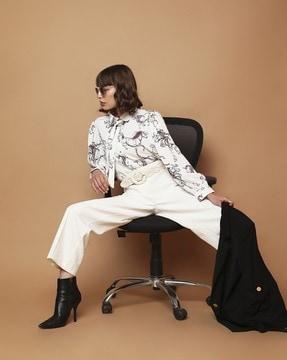 horse print shirt with curved hem