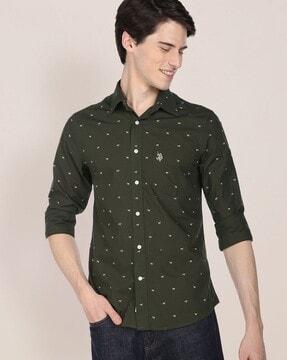 horse print shirt with patch pocket