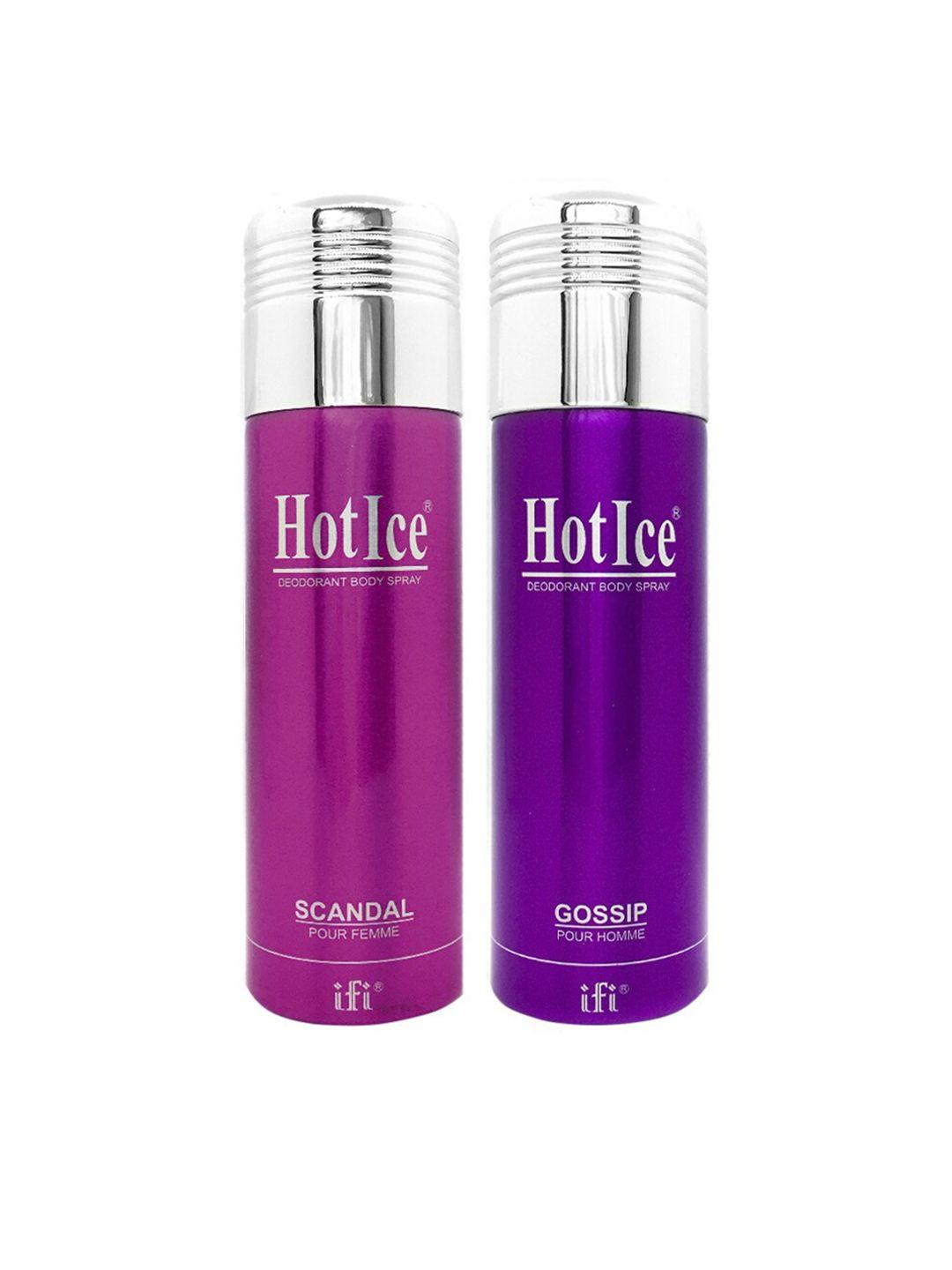 hot ice women set of 2 scandal fomme & gossip homme deodorant - 200 ml each