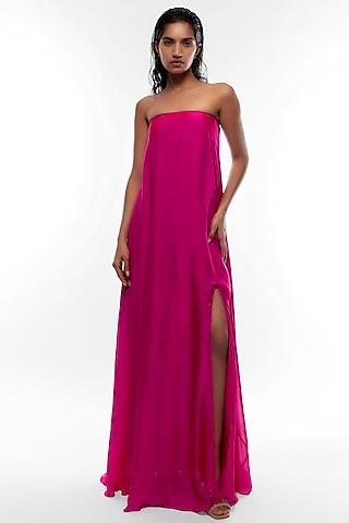 hot pink chiffon tube dress