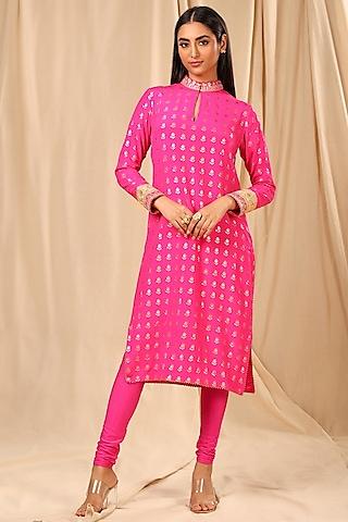 hot pink printed kurta