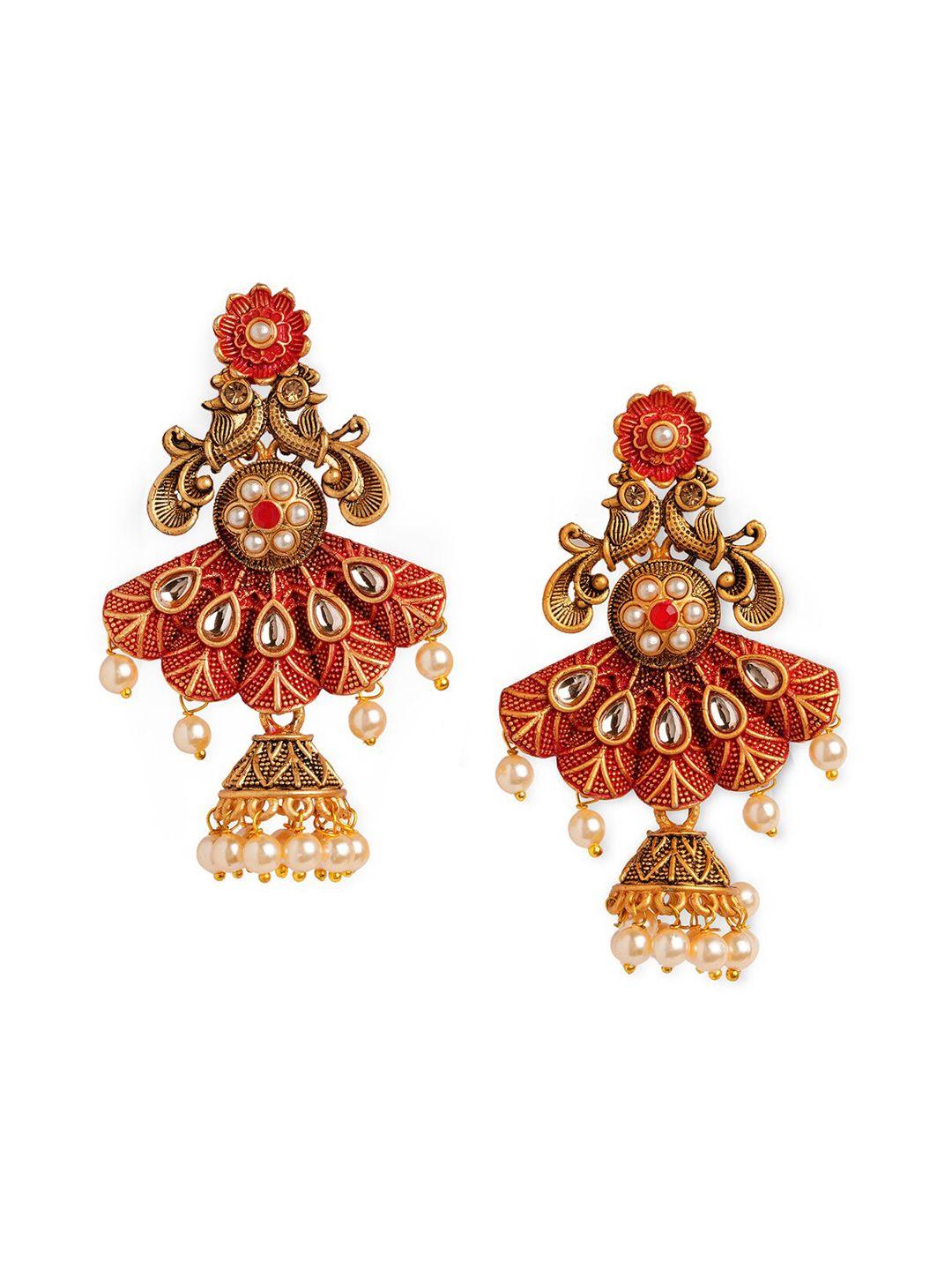 hot and bold gold-plated dome shaped drop earrings