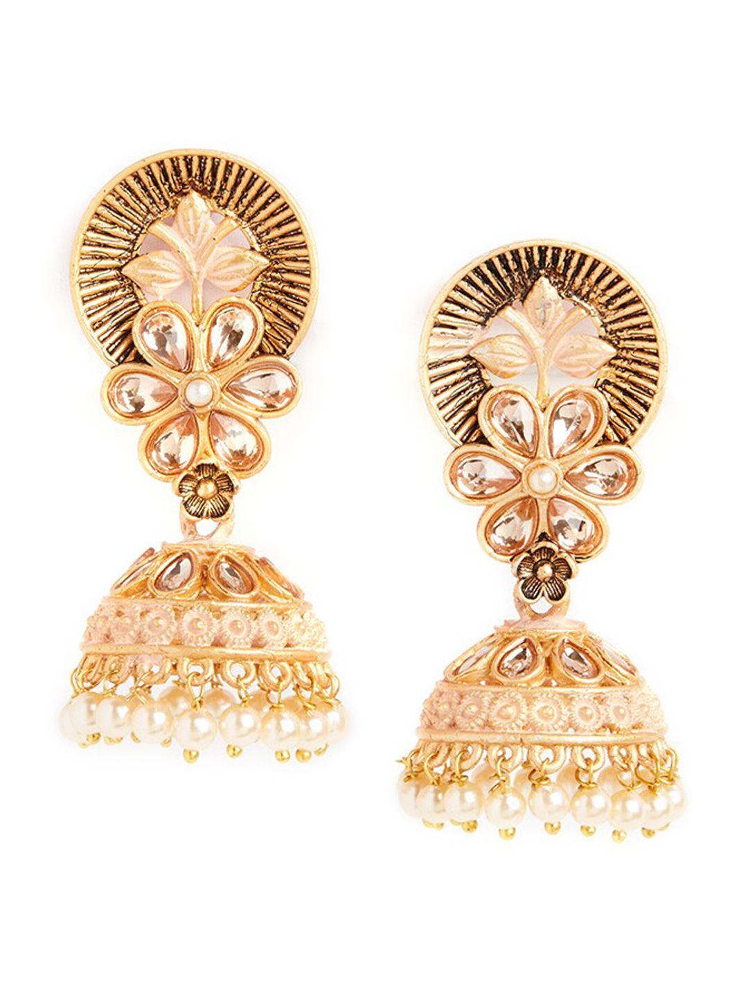 hot and bold gold-plated dome shaped jhumkas earrings