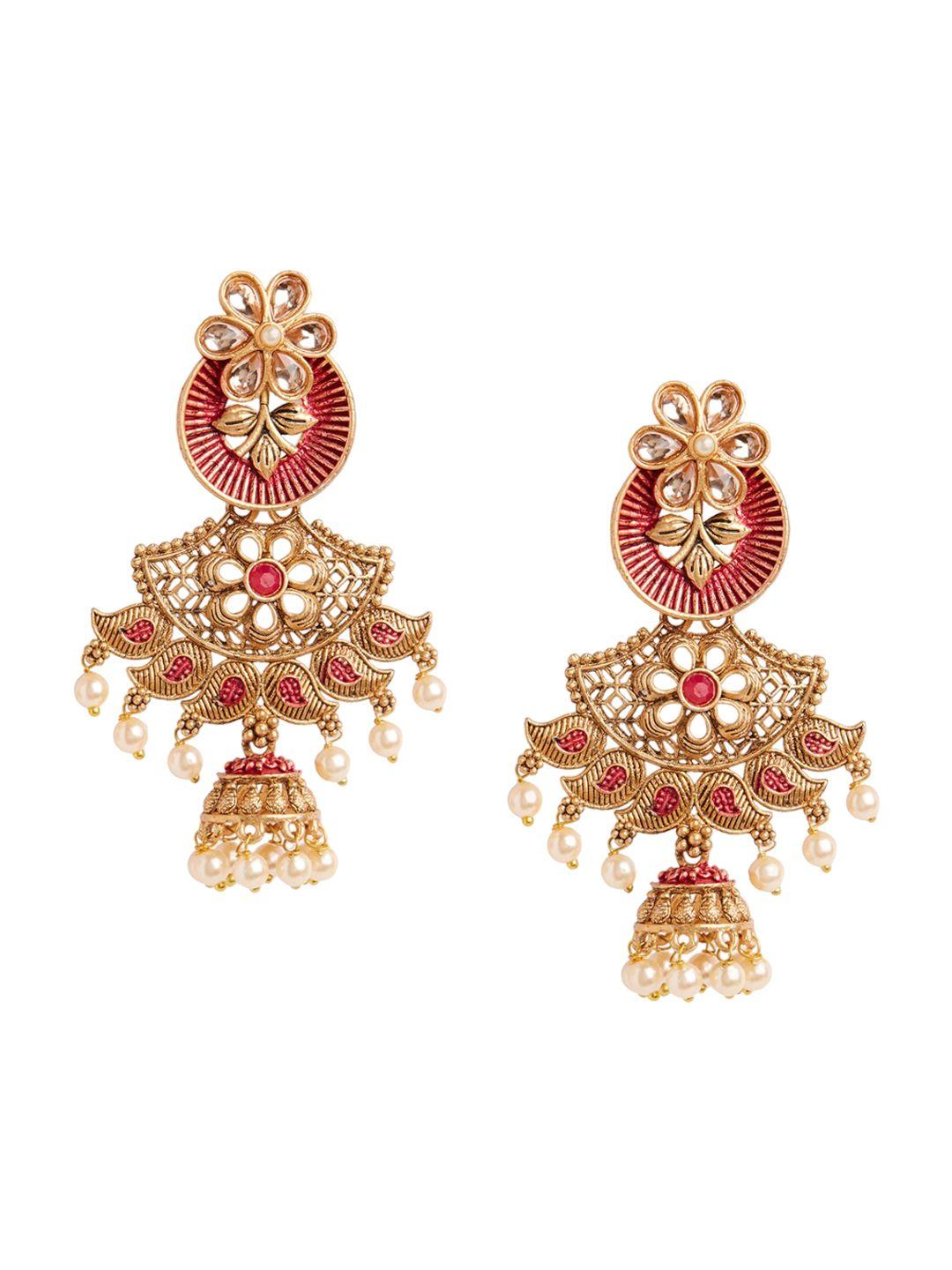 hot and bold gold-plated dome shaped jhumkas earrings