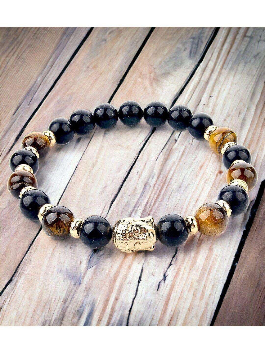 hot and bold gold-plated tigers eye buddha beads elasticated bracelet