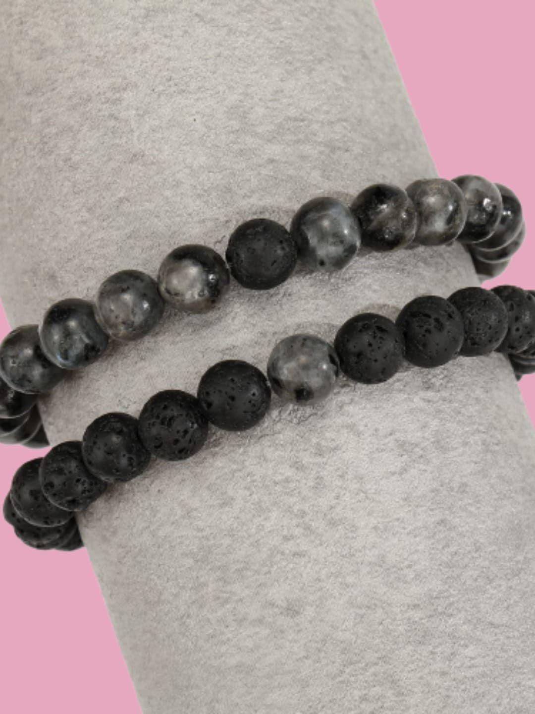 hot and bold men black & grey onyx multistrand bracelet
